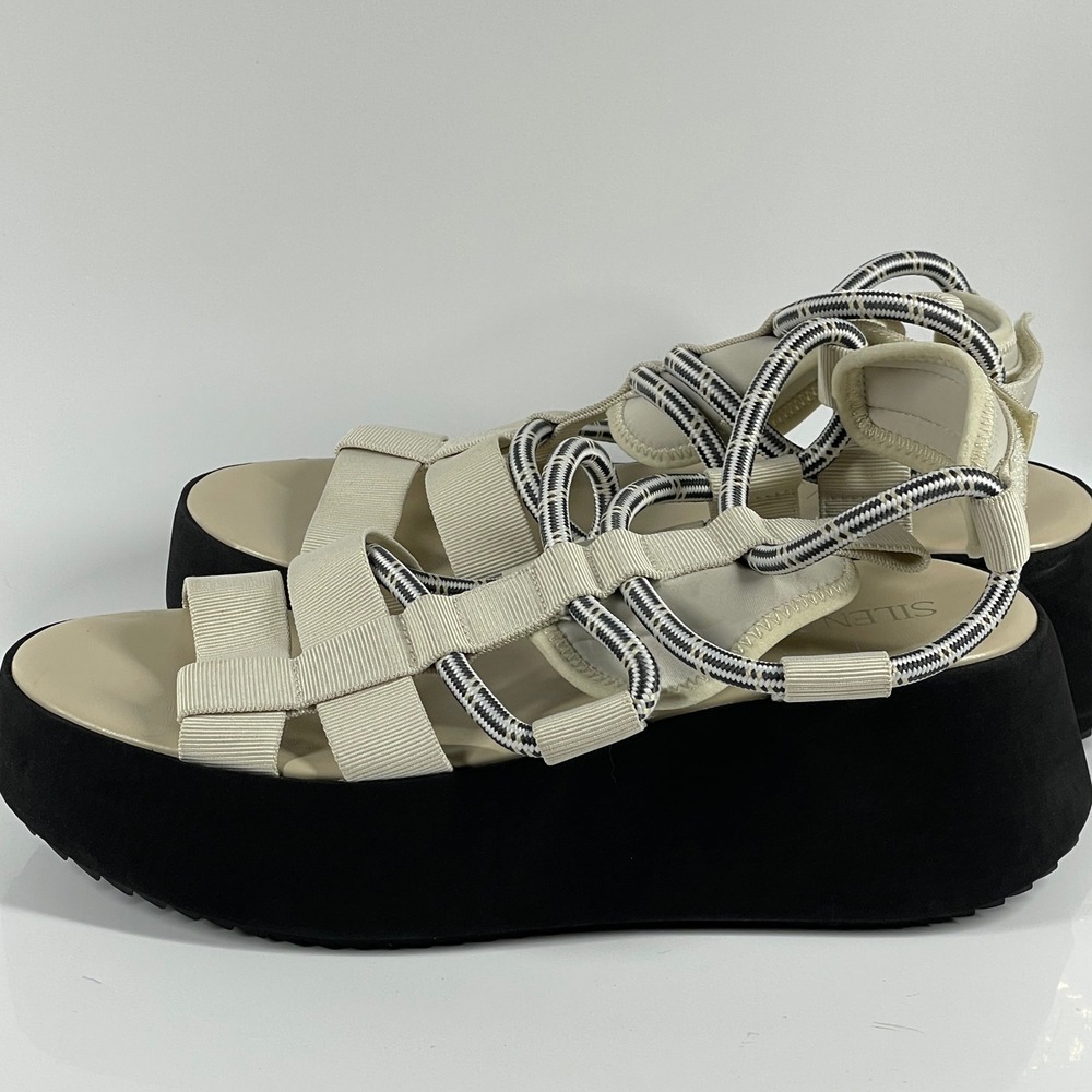 Sz 9 Anthropologie Trendy Silent D Platform Sporty Wedge y2k Strappy Sandals - Picture 4 of 15